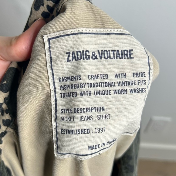 Zadig & Voltaire Kansas Camo Leo Animal Print Utility Jacket Size XS/S Oversized - Picture 14 of 15